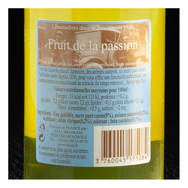 Limonade fruit de la passion 33cl Elixia  Limonades, limes et tonics