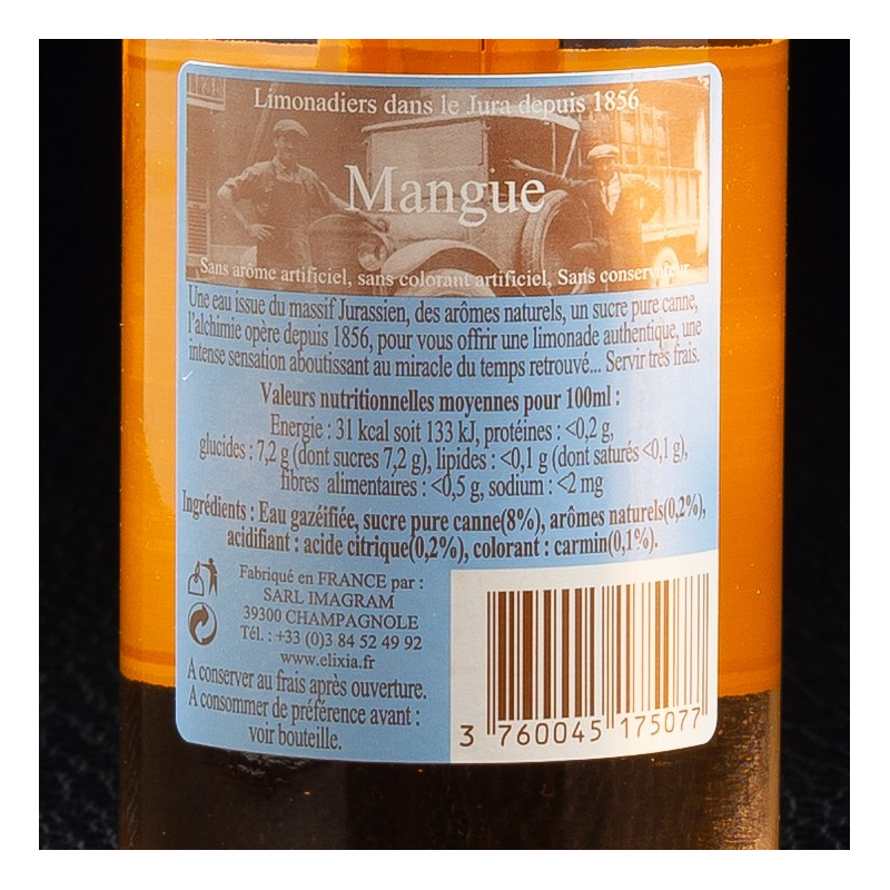 Limonade mangue 33cl Elixia  Limonades, limes et tonics