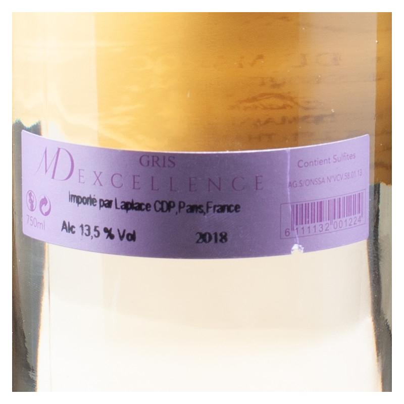 Vin Gris Maroc AOG Zenata "MD Excellence" 2018  Vins rosés