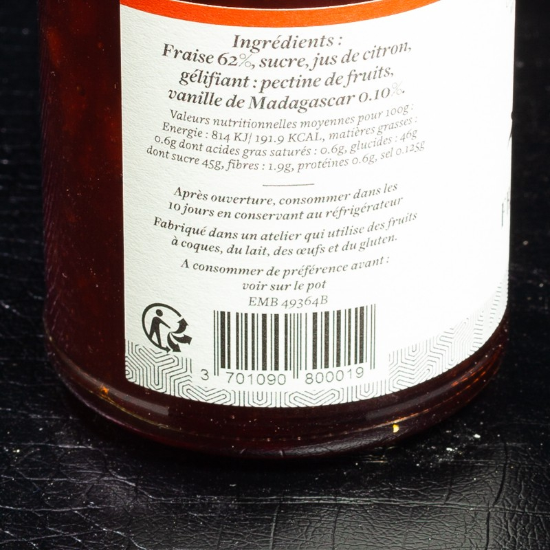 Confiture fraise vanille de Madagascar 220g Maison Perrotte  Confitures