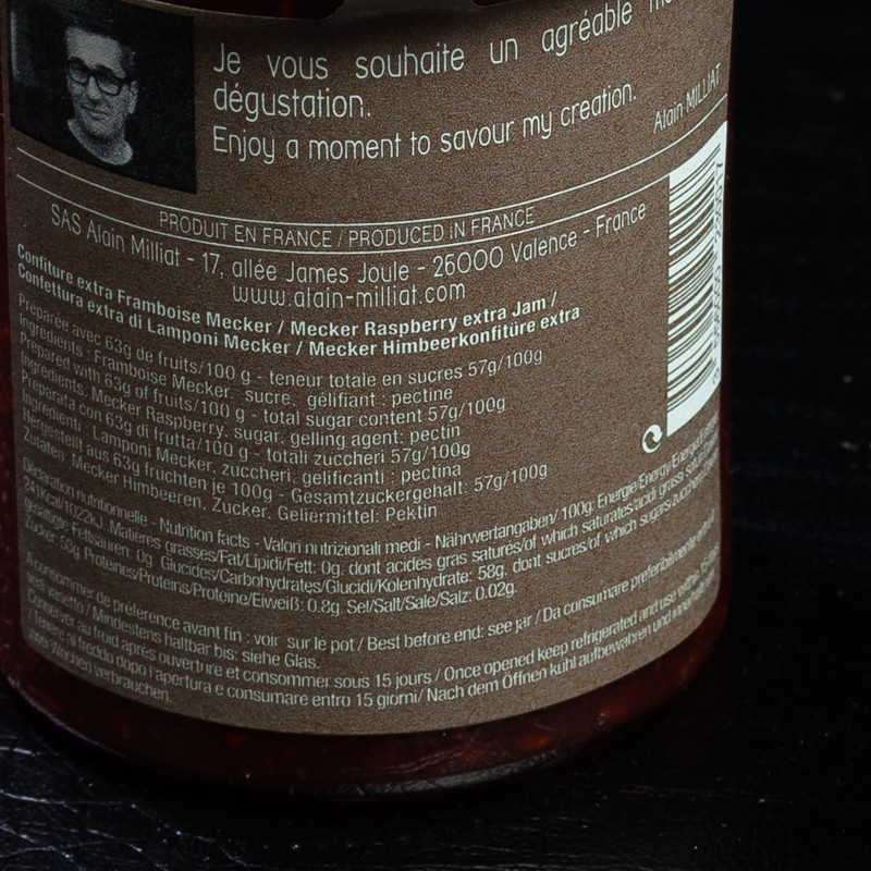 Confiture framboise mecker 300g Alain Milliat  Confitures