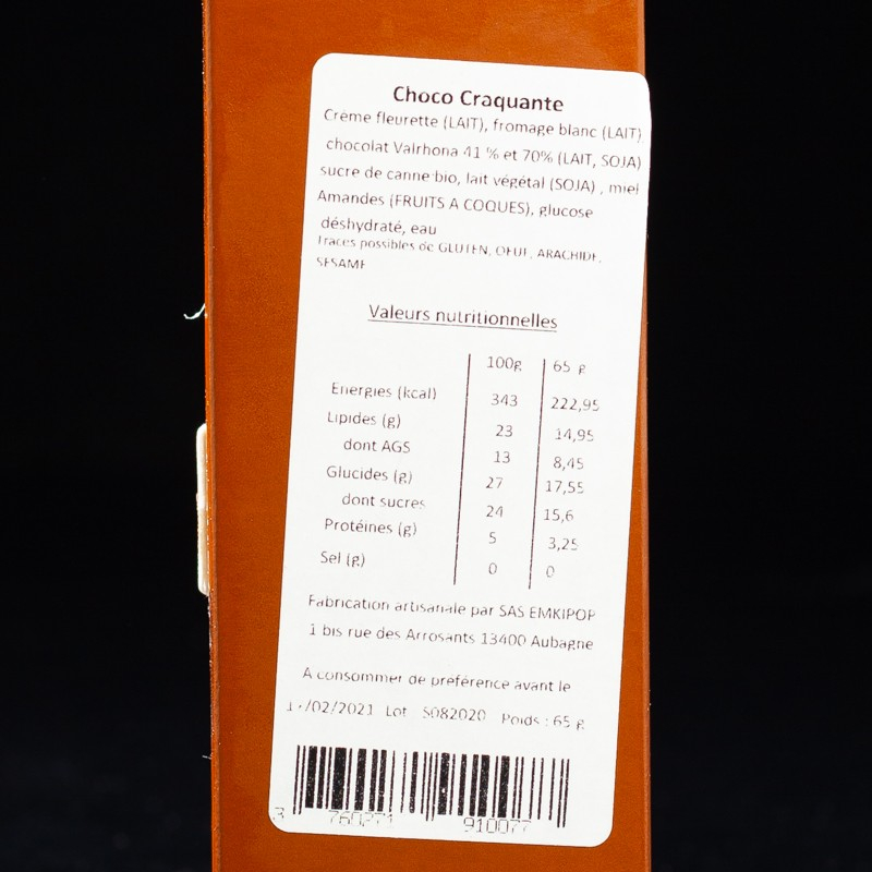 Glace choco craquante Emki Pop  Glaces en bâtonnets et cornets