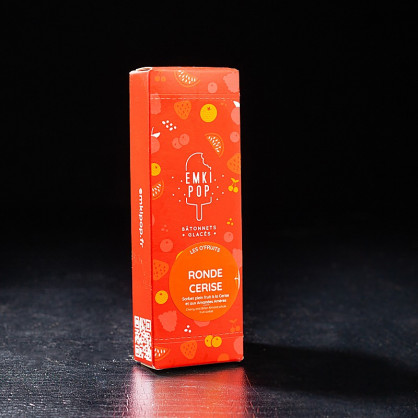 Glace ronde cerise Emki Pop  Glaces en bâtonnets et cornets