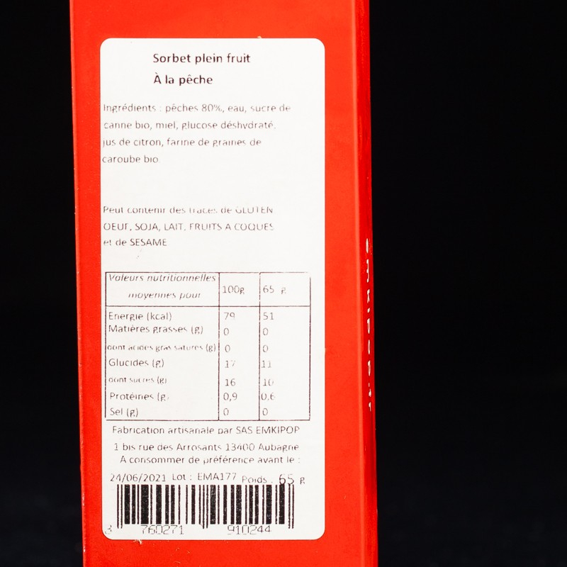 Glace savoureuse pêche Emki Pop  Glaces en bâtonnets et cornets