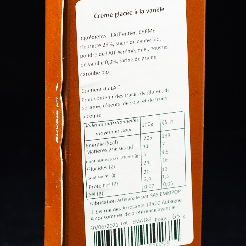Glace vahinee Emki Pop  Glaces en bâtonnets et cornets