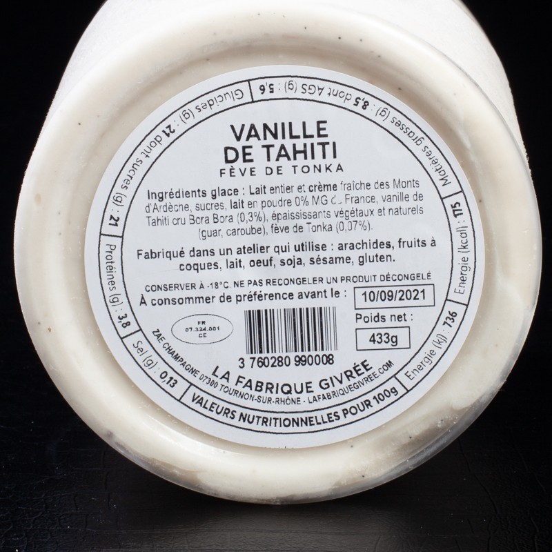 Glace vanille de Tahiti fève de Tonka La fabrique Givrée 600ml  Glaces en pots