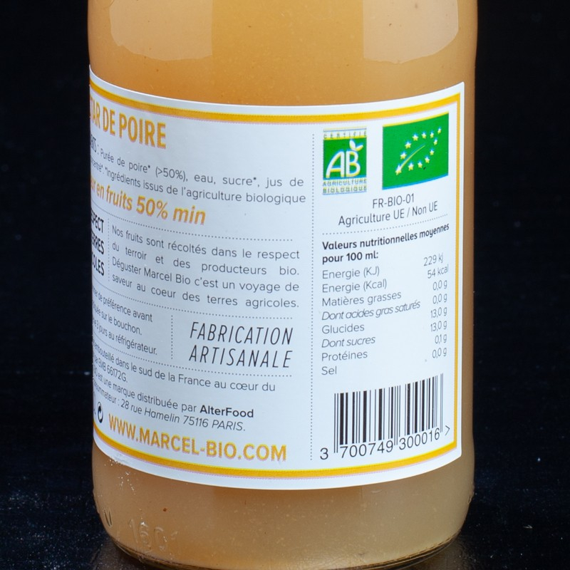 Nectar de poire 25cl Marcel Bio  Jus de fruits