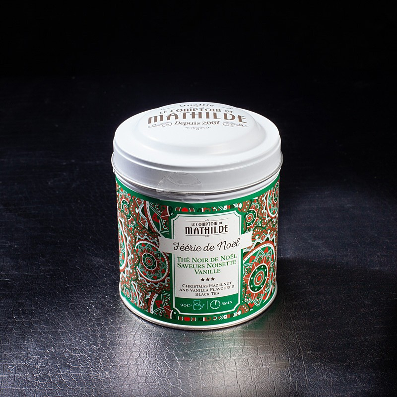 Thé noir de Noël vanille noisette 100g Le Comptoir de Mathilde  Thé noir