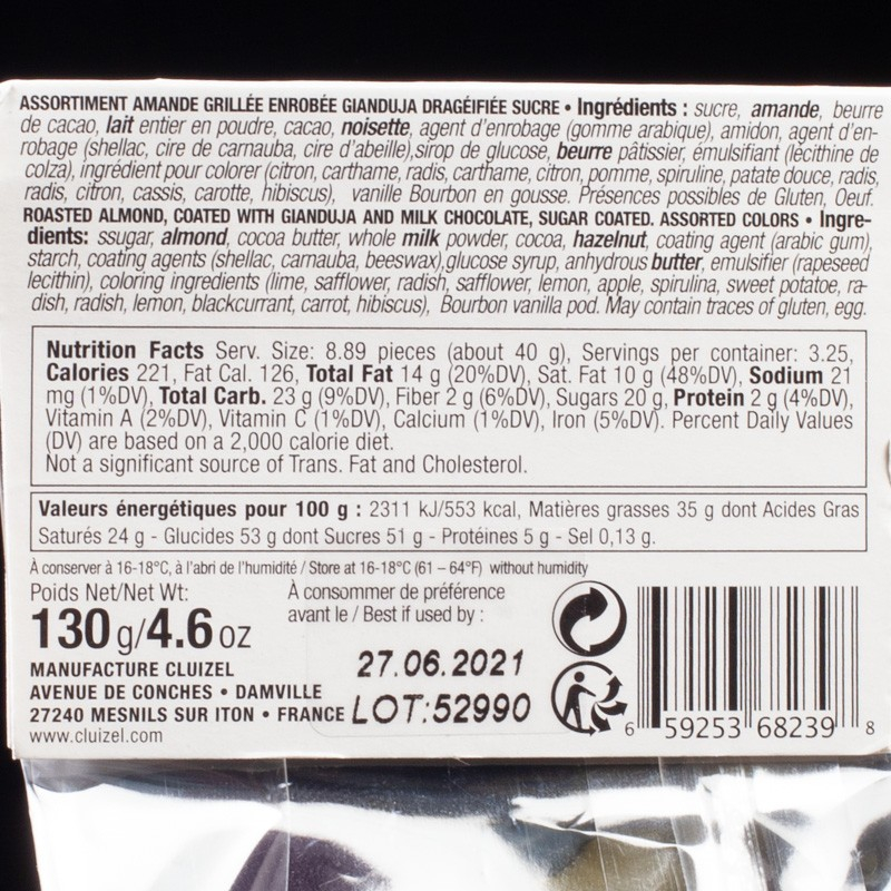 Poppy's amandes grillées 130g Michel Cluizel  Bonbons chocolat