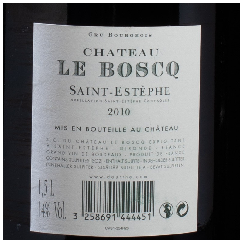 Vin rouge Saint-Estèphe 2010 Château Le Boscq 150cl  Vins rouges