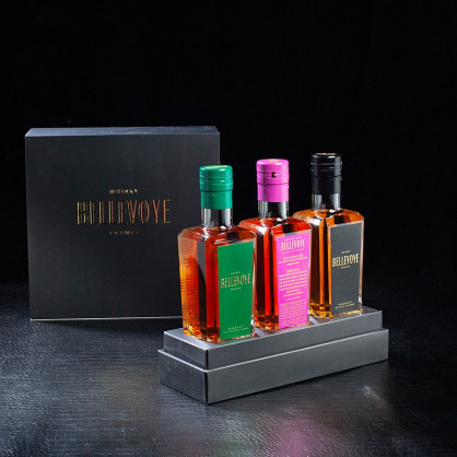 Coffret noir whisky 3x20cl Bellevoye  Cave à whiskies