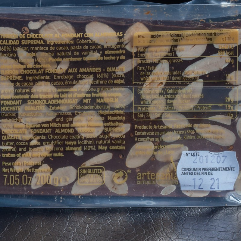 Turron chocolat amandes terronico 200g Coloma Garcia  Turron