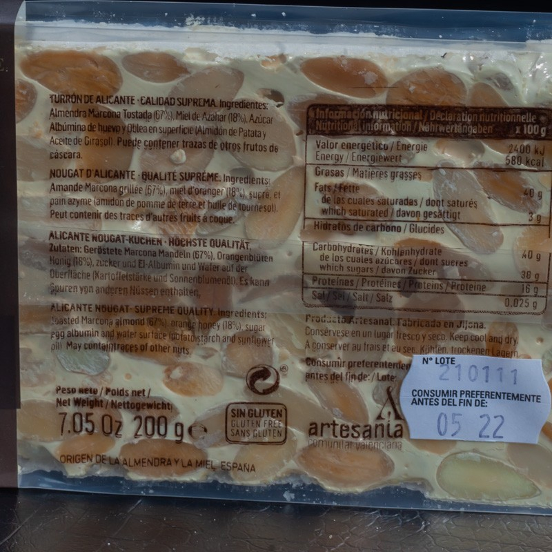 Turron nougat d'alicante Coloma Garcia 200g  Confiseries