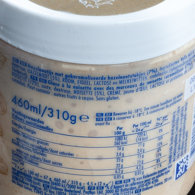 Crème glacée en pot noisette Grom 460ml  Glaces en pots