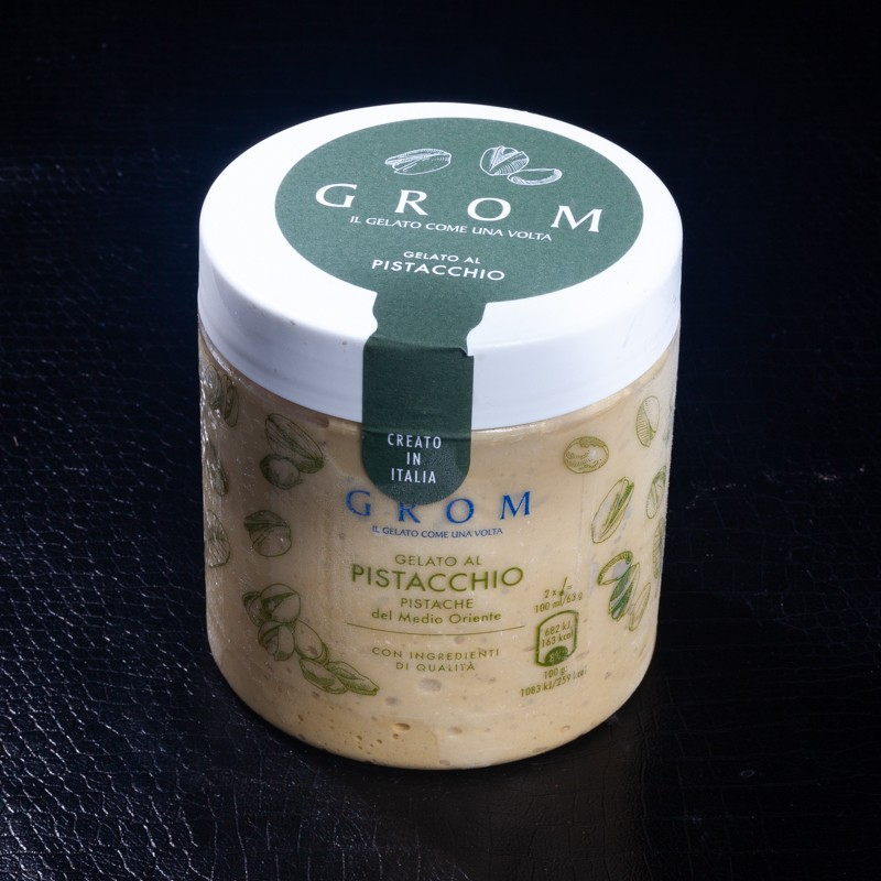 Crème glacée en pot pistache avec morceaux Grom 460ml  Glaces en pots
