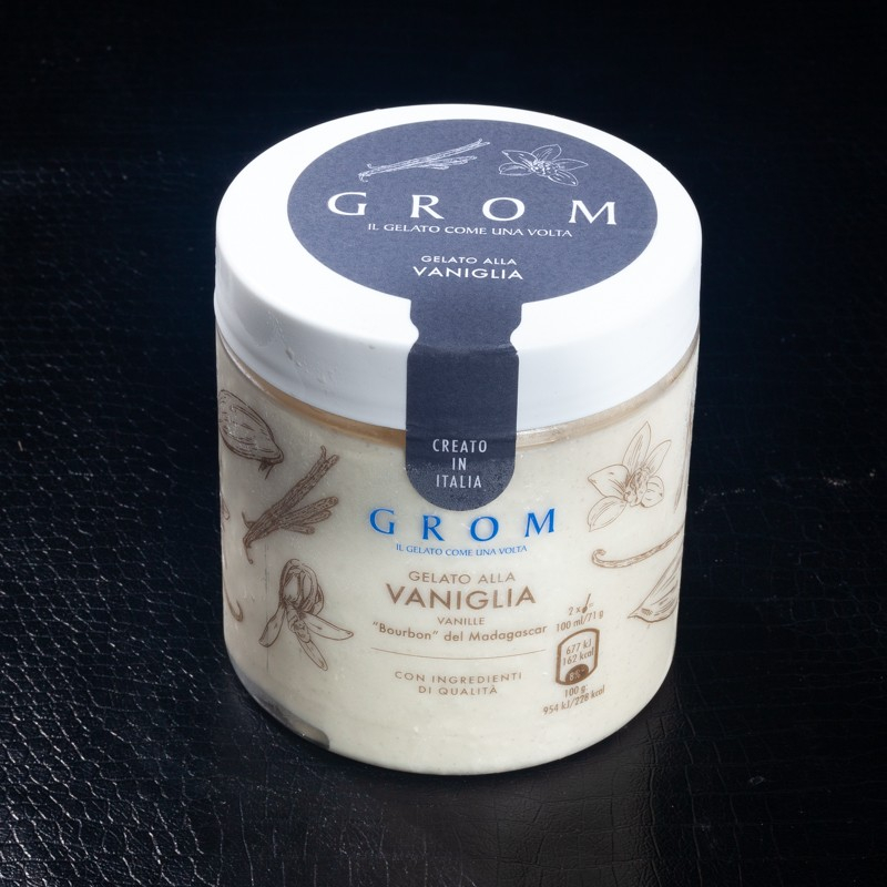 Crème glacée en pot crème glacée vanille Grom 460ml  Glaces en pots