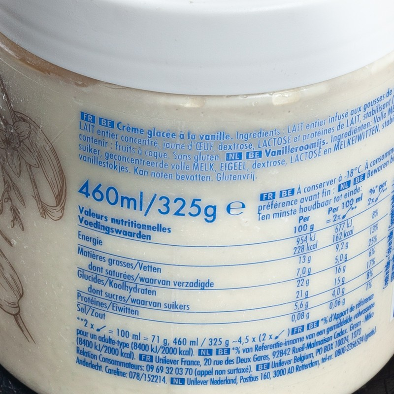 Crème glacée en pot crème glacée vanille Grom 460ml  Glaces en pots