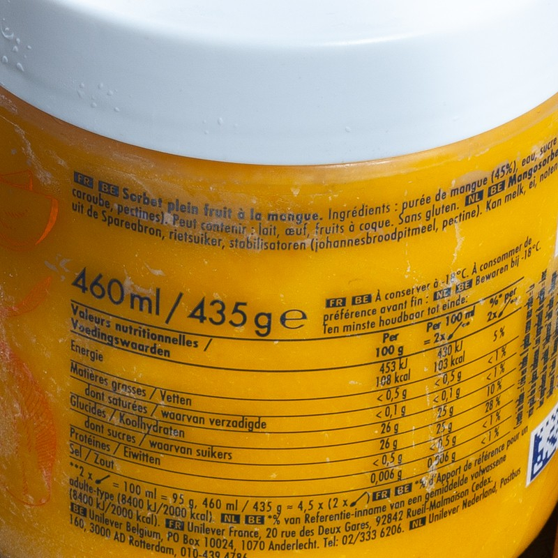 Crème glacée en pot sorbet mangue Grom 460ml  Glaces en pots