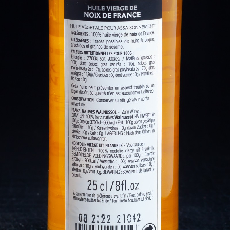Huile de noix de France 100% vierge 25cl Guénard  Huiles