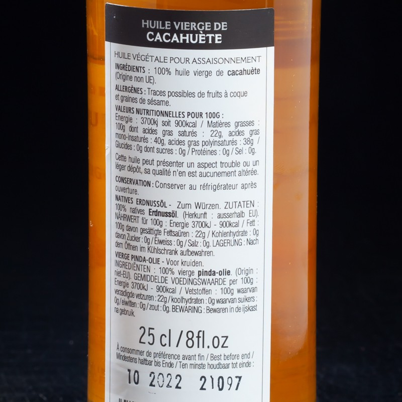 Huile de cacahuètes 100% vierge 25cl Guénard  Huiles