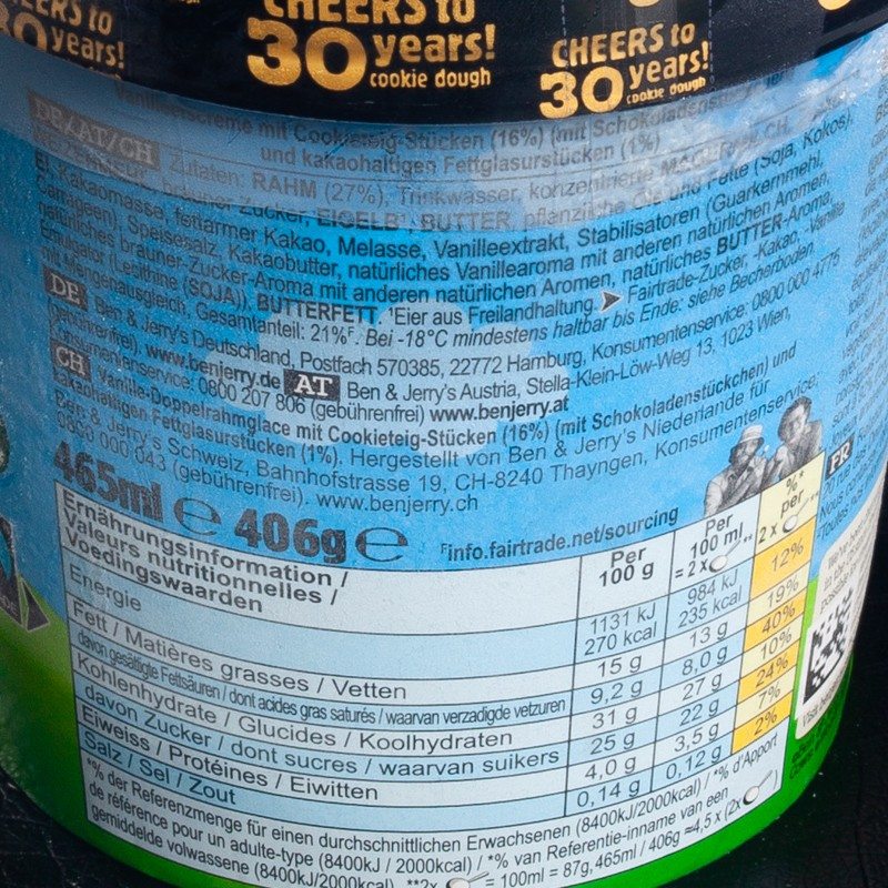 Glace en pot Cookie Dough Ben & Jerry's 465ml