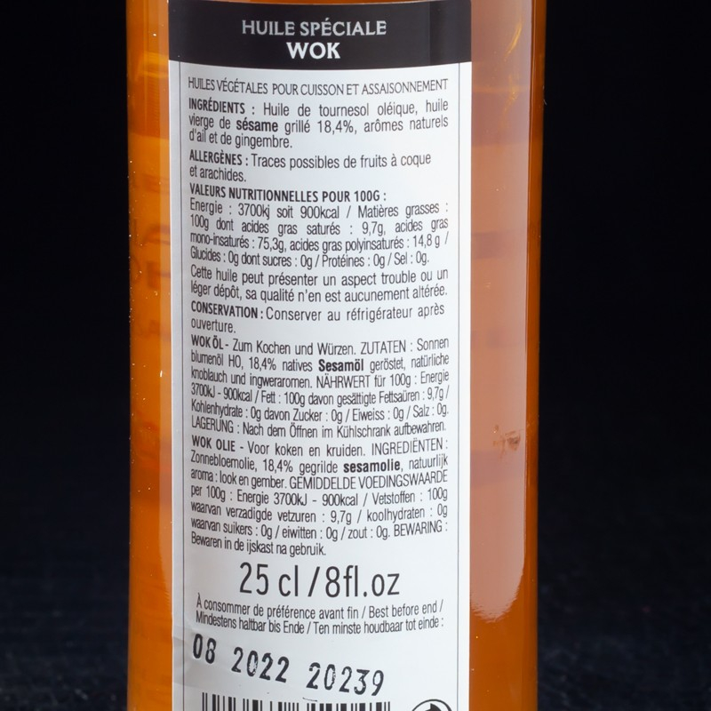 Huile spécial wok 25cl Guénard  Huiles