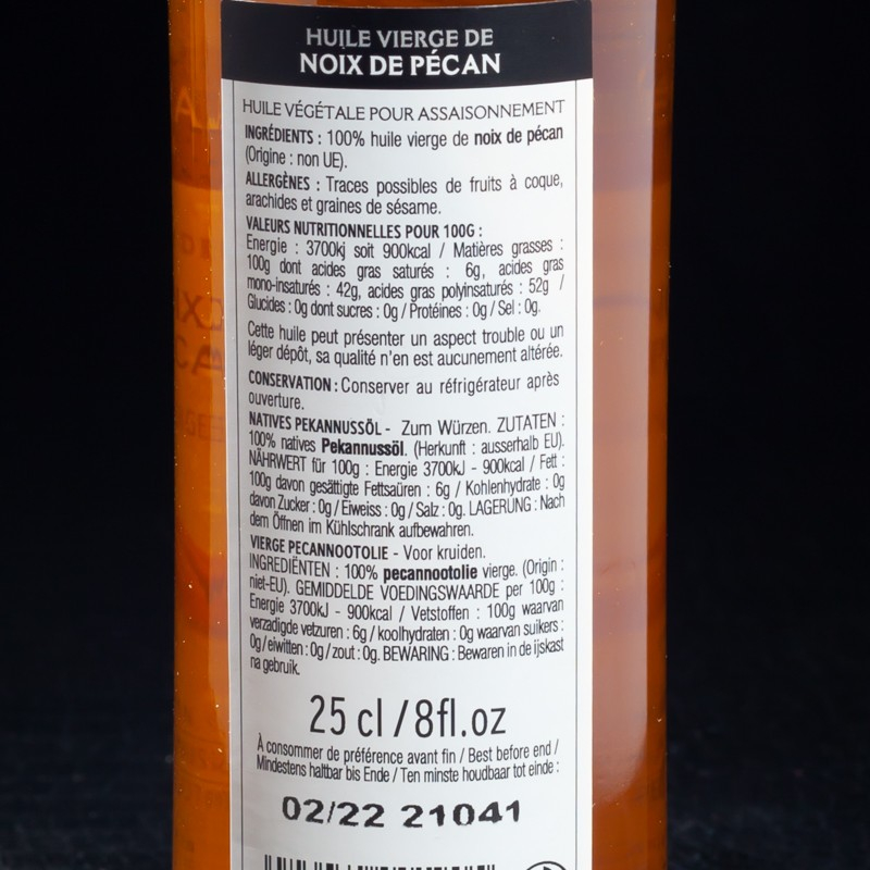 Huile de noix de pécan 100% vierge 25cl Guénard  Huiles