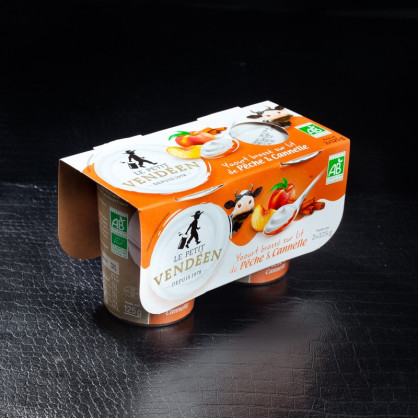 Yaourt brassé pêche & cannelle Bio Le Petit Vendéen 2x125g