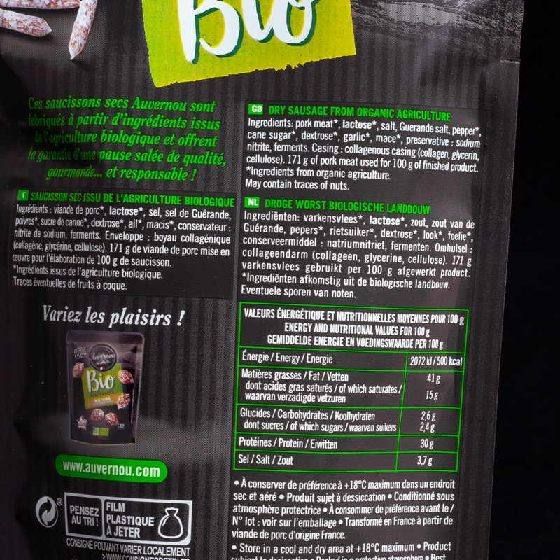 Mini sticks nature Bio Auvernou 80g