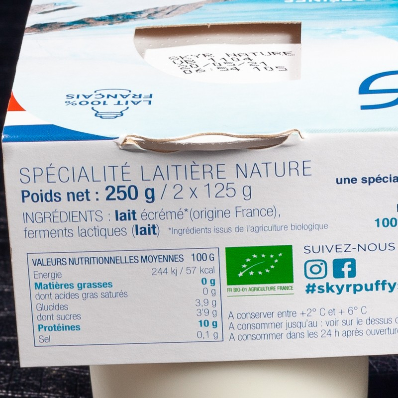 Yaourt Bio Skyr nature Puffy's 2x125g