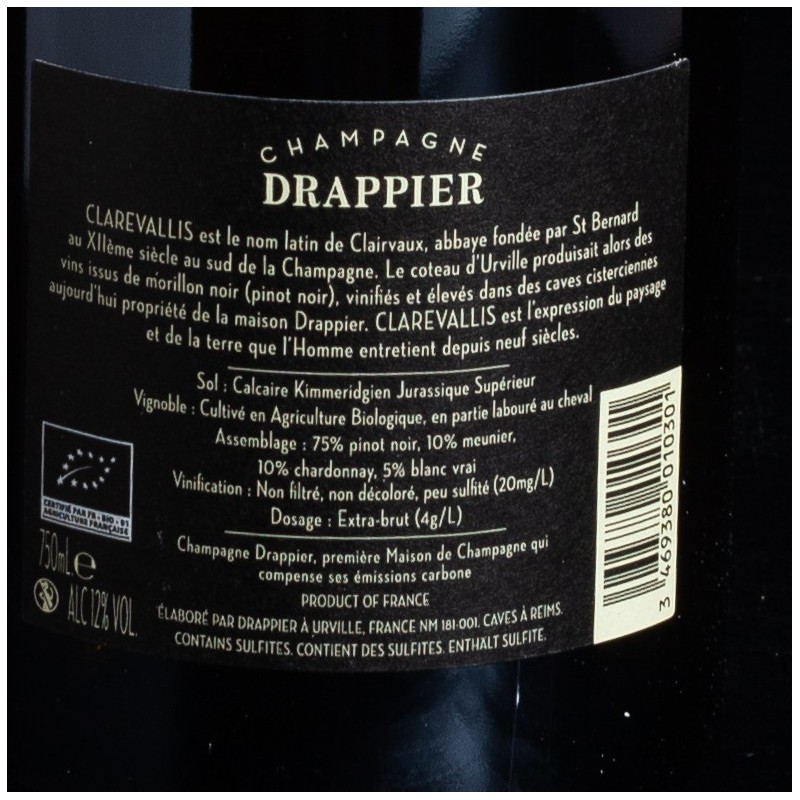 Champagne Drappier Clarevallis extra-brut 75cl  Brut