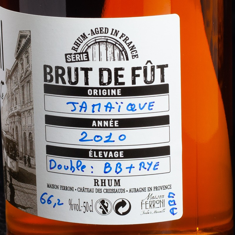 Rhum Ferroni brut fût Jamaïque 2010 66,20% 50cl