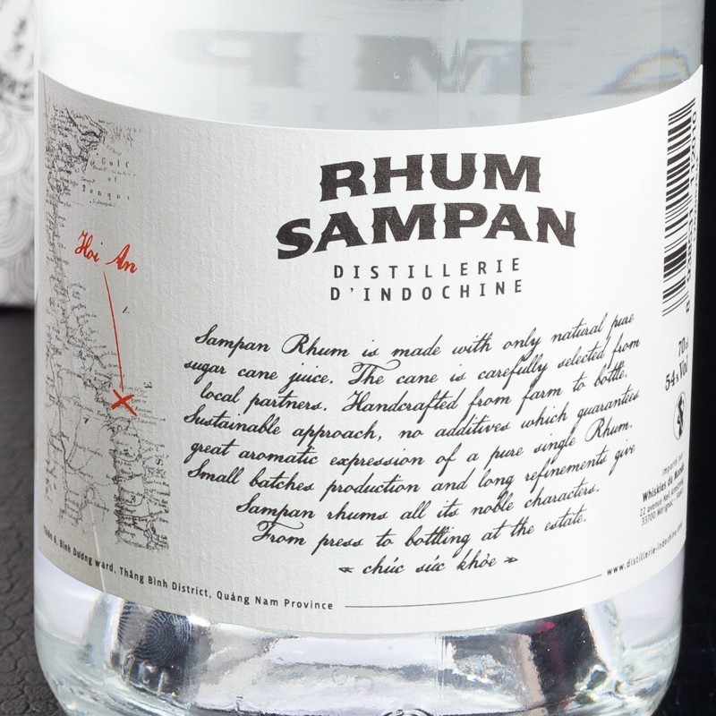 Rhum blanc Sampan Vietnam 54% 70cl  Rhums blancs