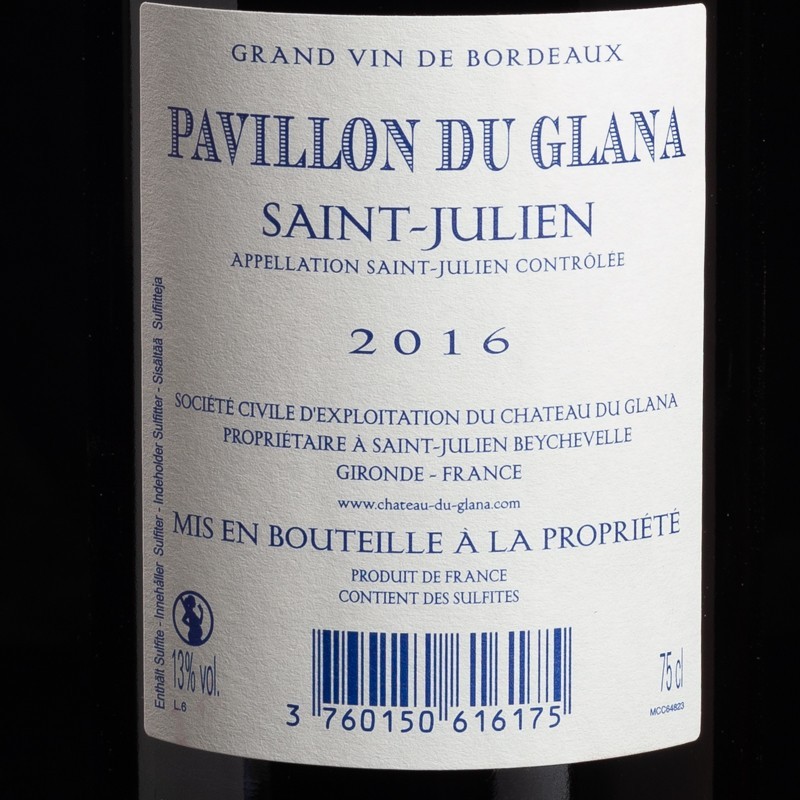 Vin rouge Saint-Julien 2019 Pavillon du Glana 75cl  Vins rouges