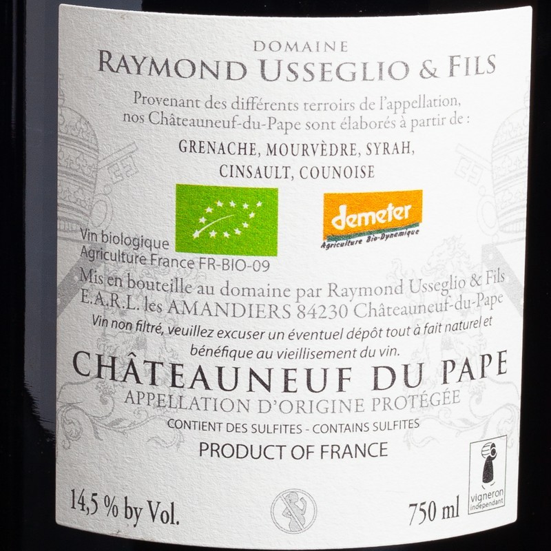 Vin rouge Côtes du Rhône Châteauneuf du Pape 2019 Domaine Usseglio & fils 75cl  Vins rouges