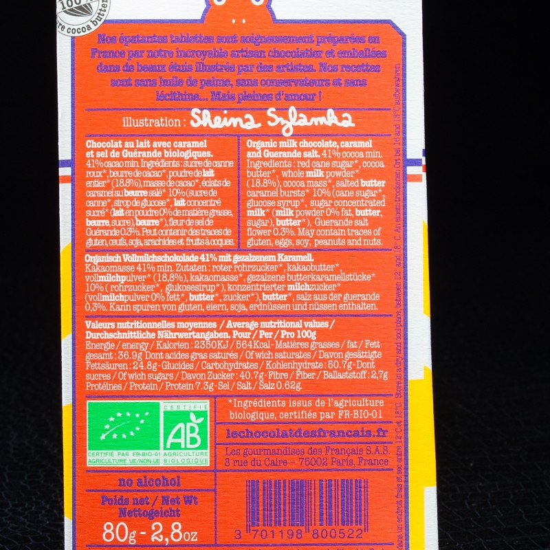 Lait caramel sel de Guérande 80g Le Chocolat des Français  Tablettes de chocolat