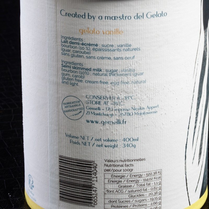 Glace vanille Gemelli 400ml