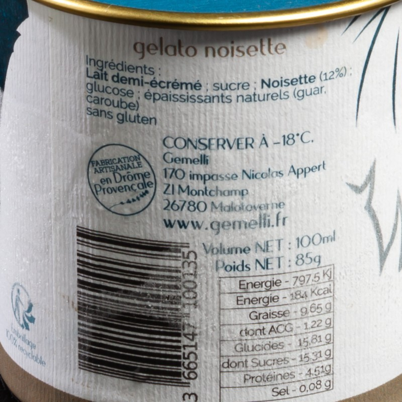 Glace noisette Gemelli 100ml