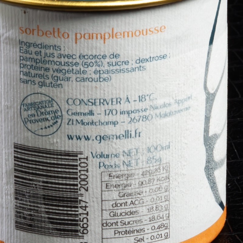 Sorbet pamplemousse Gemelli 100ml