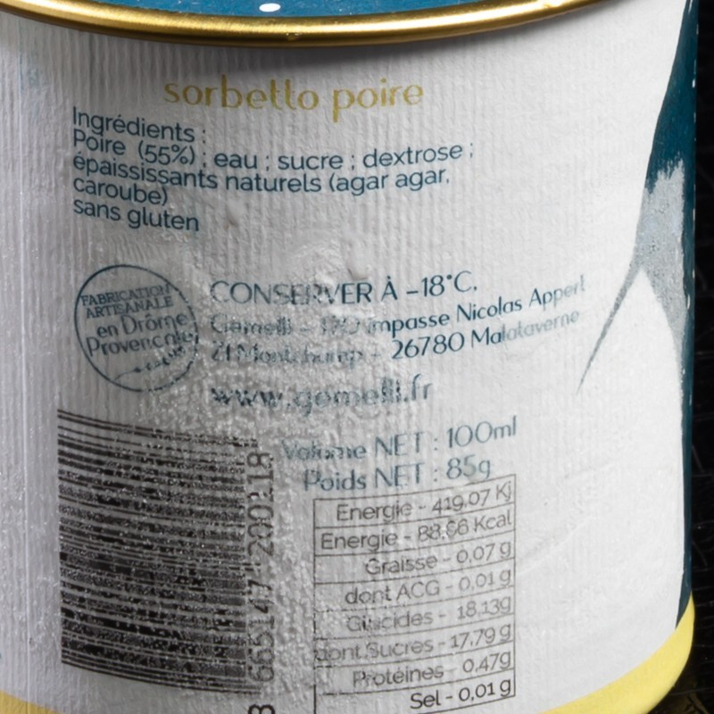 Sorbet poire Gemelli 100ml