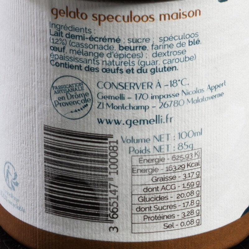Glace spéculos Gemelli 100ml