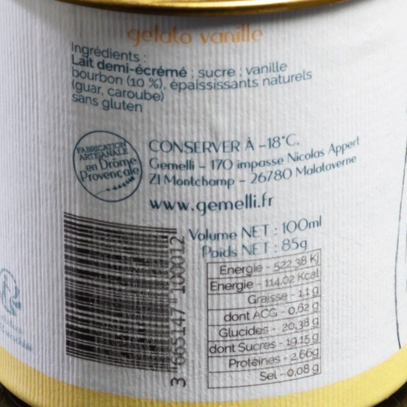 Glace vanille Gemelli 100ml