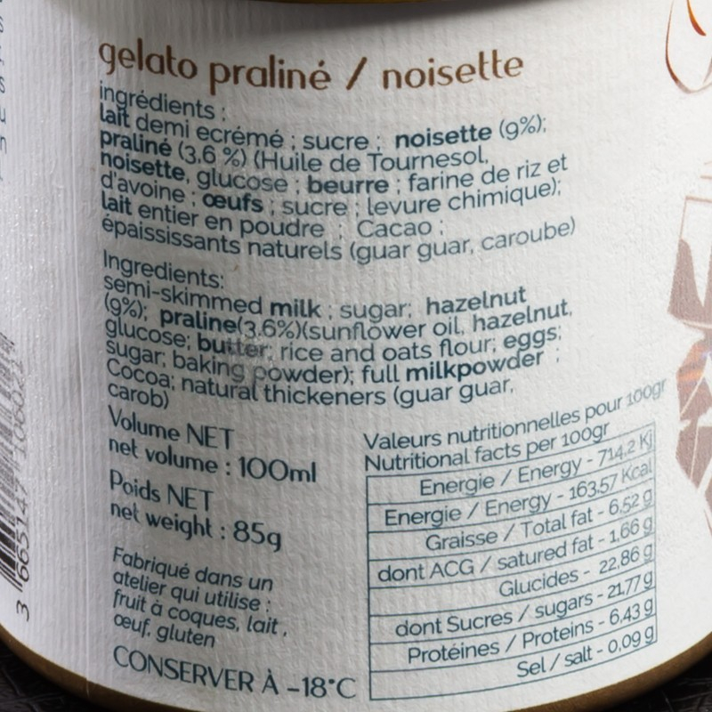 Glace praliné noisette Gemelli 100ml