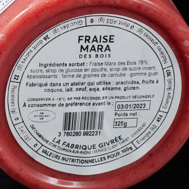 Glace fraise mara des bois La Fabrique Givrée 500ml