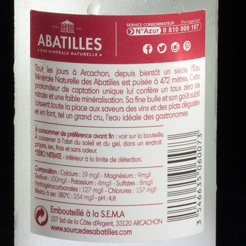Eau pétillante 33cl Abatilles  Eaux gazeuses
