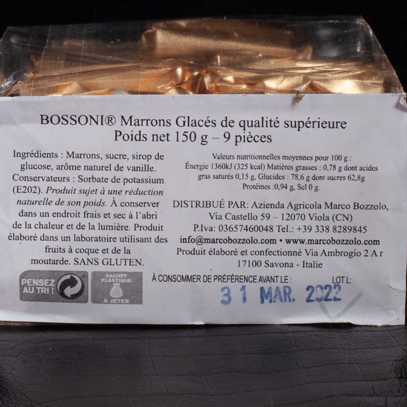 Marrons glacés Bossoni 150g  Confiseries
