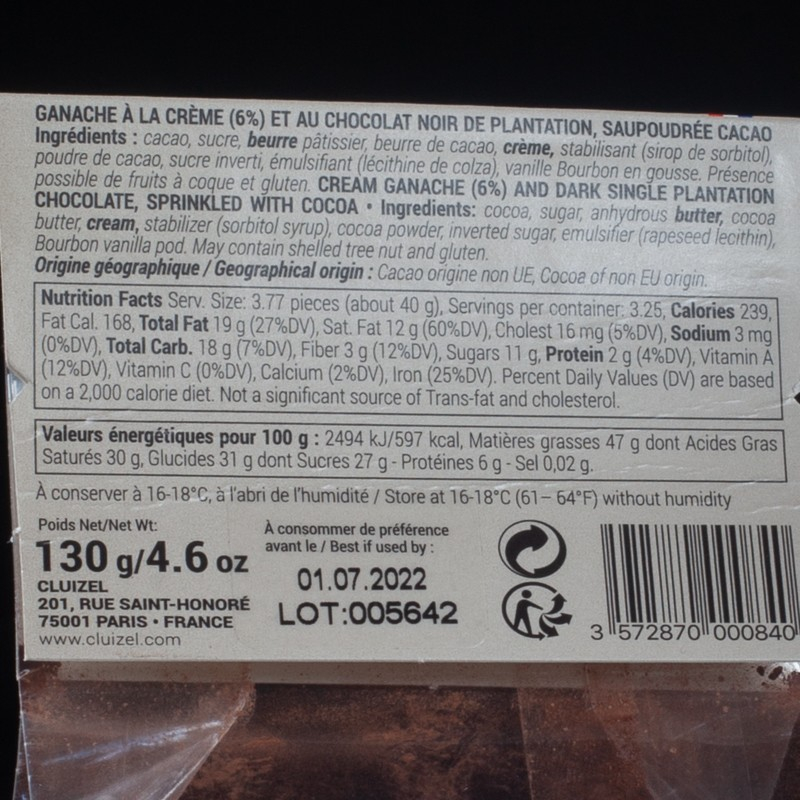 Truffes à la crème 130g Michel Cluizel  Bonbons chocolat