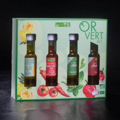 Coffret or vert 4 huiles bio 40cl Savor&Sens  Huiles