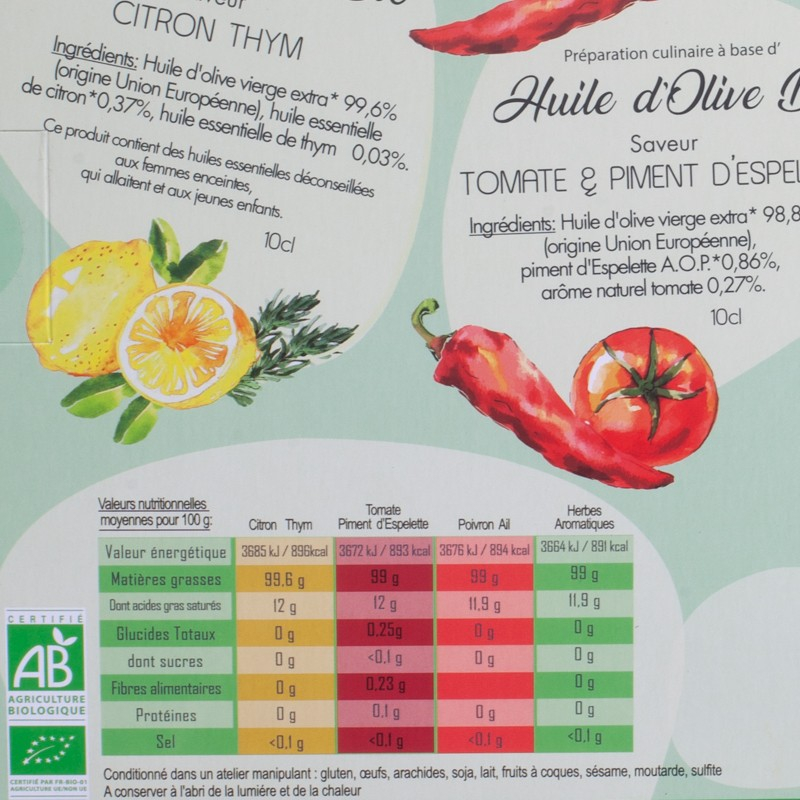 Coffret or vert 4 huiles bio 40cl Savor&Sens  Huiles