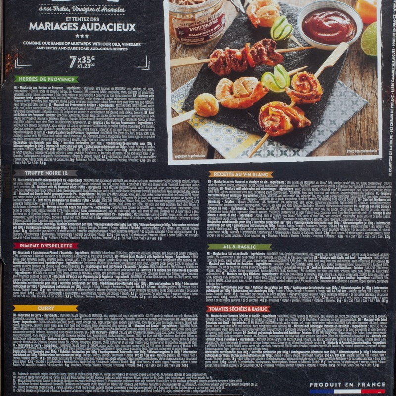 Coffret dégustation moutardes 7x35g Le Comptoir de Mathilde  Moutarde
